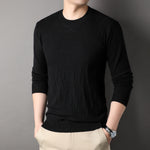 Spring & Autumn Men's Sweater – Loose Fit Solid Color Long Sleeve Pullover for Middle-aged Men