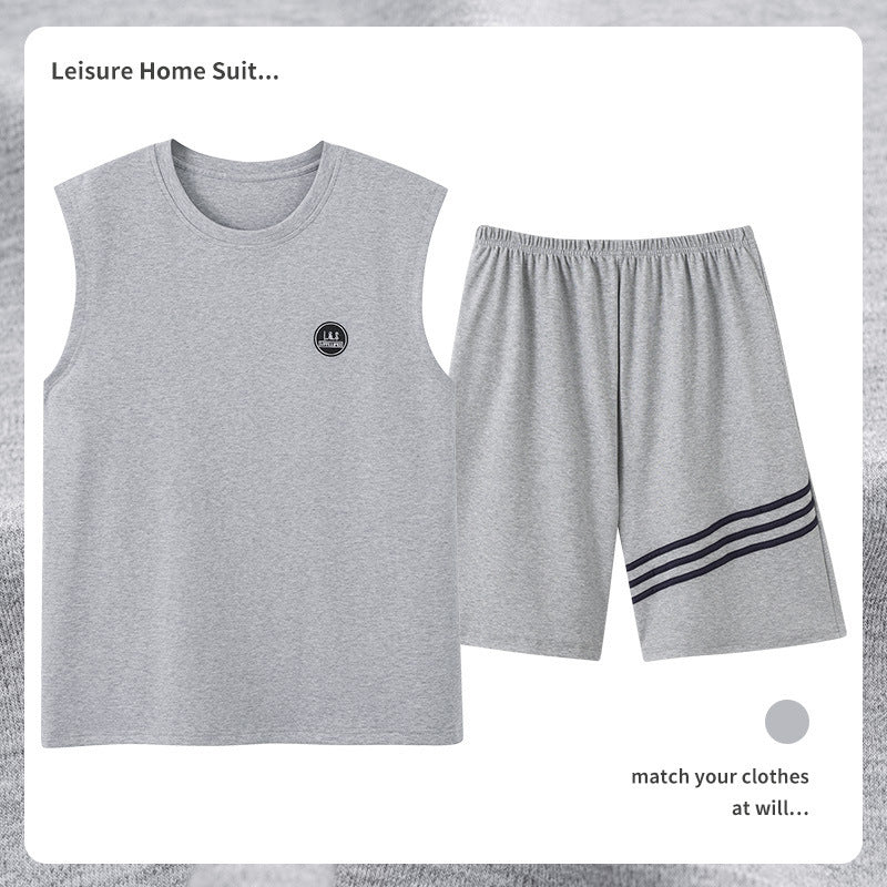 Men’s Cotton Sleeveless Pajamas – Sweat-Absorbent, Breathable Pullover | Casual Summer Homewear