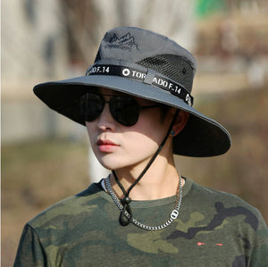 Men’s Large Brim Outdoor Hat – Mountaineering, Fishing & Travel | Breathable, Sunscreen, Flat Top Visor Hat