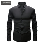 Men’s Long Sleeve Stretch Shirt – Fashionable Solid Color Loose Fit Top for Casual & Daily Wear