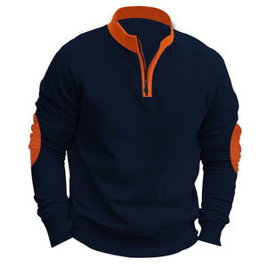 Stand Collar Half Zip Pullover Long Sleeve Coat – Casual Loose Fit Men’s Outerwear