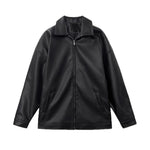 Men’s Korean Style PU Leather Baseball Jacket – Casual Loose-Fit Outerwear for Spring and Autumn
