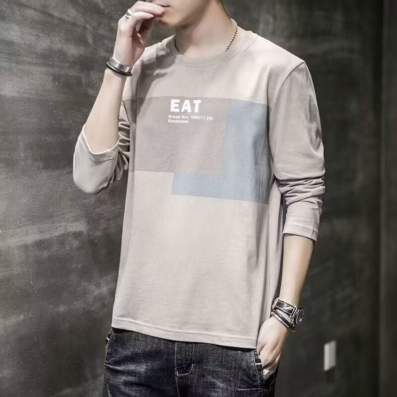 Men’s Long Sleeve Loose T-Shirt – Autumn Harajuku Style Letter Print Top for Casual Wear
