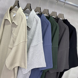 Men’s American Casual Simple Lapel Short Sleeve Shirt – Loose Fit Cotton Pullover for Summer Style