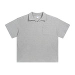Men’s American Casual Simple Lapel Short Sleeve Shirt – Loose Fit Cotton Pullover for Summer Style
