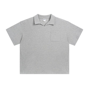 Men’s American Casual Simple Lapel Short Sleeve Shirt – Loose Fit Cotton Pullover for Summer Style