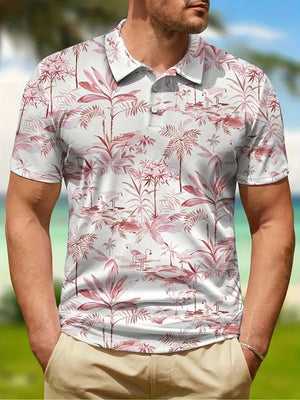 Men’s Printed Breathable Polo Shirt – Stylish Zipper Design Streetwear Top for All Seasons