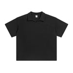 Men’s American Casual Simple Lapel Short Sleeve Shirt – Loose Fit Cotton Pullover for Summer Style