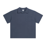 Men’s American Casual Simple Lapel Short Sleeve Shirt – Loose Fit Cotton Pullover for Summer Style