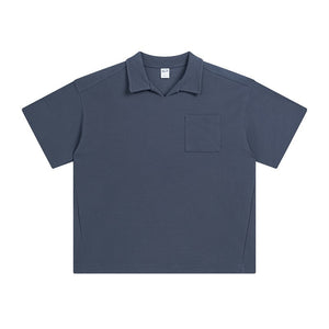 Men’s American Casual Simple Lapel Short Sleeve Shirt – Loose Fit Cotton Pullover for Summer Style