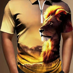 Men’s Printed Breathable Polo Shirt – Stylish Zipper Design Streetwear Top for All Seasons