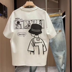 Trendy 100% Cotton Summer Cartoon T-shirt for Men & Women | Casual Short Sleeve Crew Neck Top