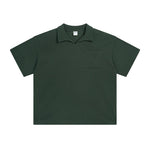 Men’s American Casual Simple Lapel Short Sleeve Shirt – Loose Fit Cotton Pullover for Summer Style