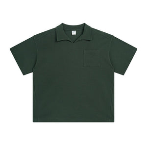 Men’s American Casual Simple Lapel Short Sleeve Shirt – Loose Fit Cotton Pullover for Summer Style