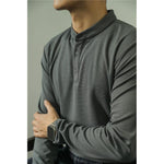 Men’s Long Sleeve Ice Silk Polo Shirt – Slim Fit Solid Color Fitness Base Top for Autumn