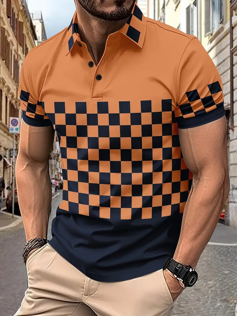 Men’s Printed Breathable Polo Shirt – Stylish Zipper Design Streetwear Top for All Seasons