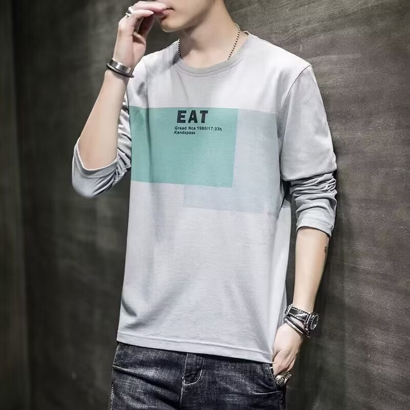 Men’s Long Sleeve Loose T-Shirt – Autumn Harajuku Style Letter Print Top for Casual Wear