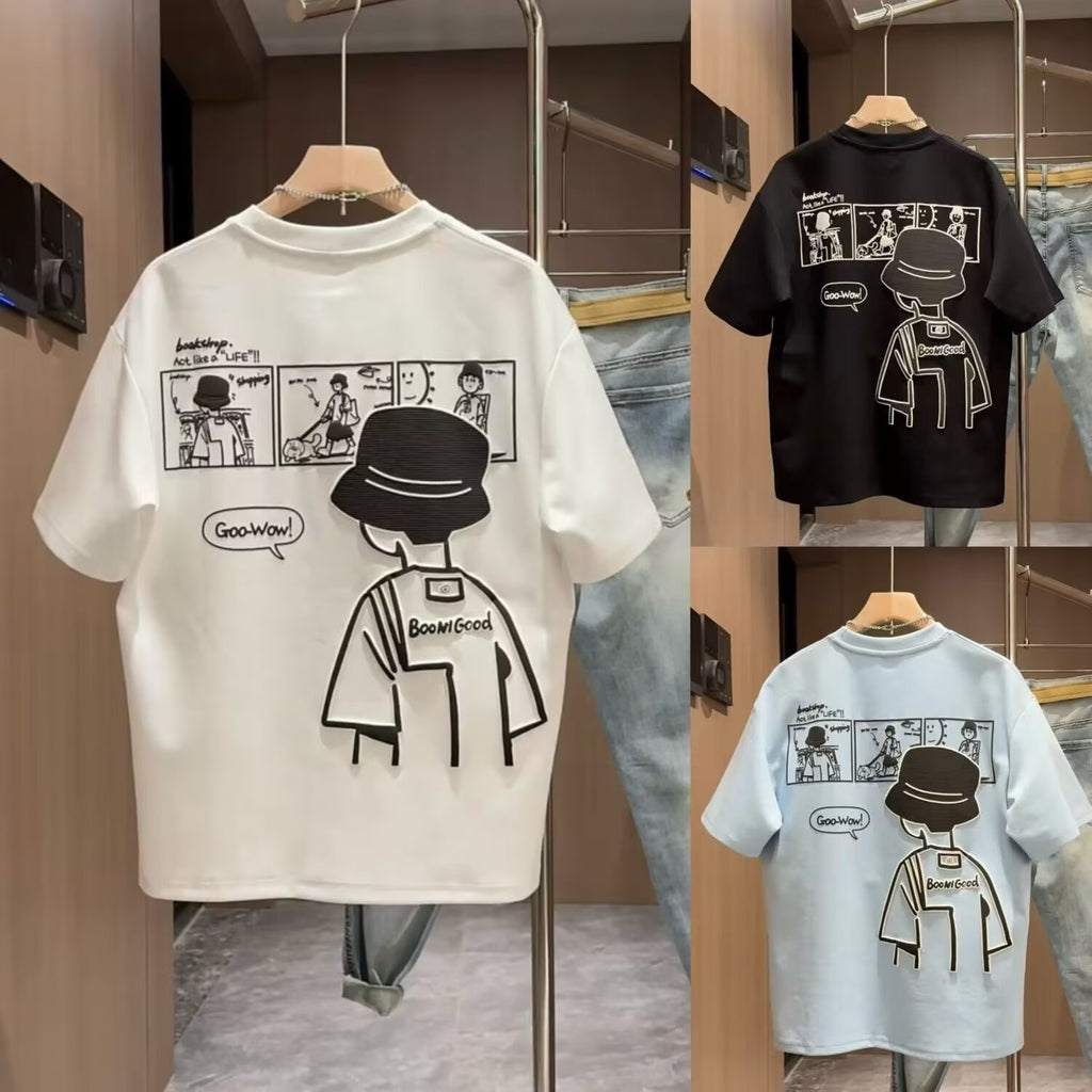 Trendy 100% Cotton Summer Cartoon T-shirt for Men & Women | Casual Short Sleeve Crew Neck Top