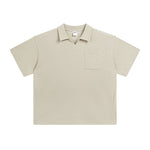 Men’s American Casual Simple Lapel Short Sleeve Shirt – Loose Fit Cotton Pullover for Summer Style