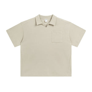 Men’s American Casual Simple Lapel Short Sleeve Shirt – Loose Fit Cotton Pullover for Summer Style