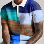 Men’s Printed Breathable Polo Shirt – Stylish Zipper Design Streetwear Top for All Seasons