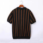 Men’s Knitted Striped Polo Shirt | Lapel Half Sleeve Jacquard T-shirt for Summer