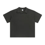 Men’s American Casual Simple Lapel Short Sleeve Shirt – Loose Fit Cotton Pullover for Summer Style