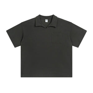 Men’s American Casual Simple Lapel Short Sleeve Shirt – Loose Fit Cotton Pullover for Summer Style