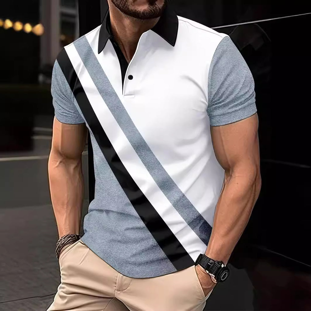 Men’s Printed Breathable Polo Shirt – Stylish Zipper Design Streetwear Top for All Seasons