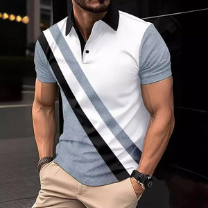 Men’s Printed Breathable Polo Shirt – Stylish Zipper Design Streetwear Top for All Seasons