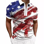 Men’s Printed Breathable Polo Shirt – Stylish Zipper Design Streetwear Top for All Seasons