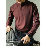 Men’s Long Sleeve Ice Silk Polo Shirt – Slim Fit Solid Color Fitness Base Top for Autumn