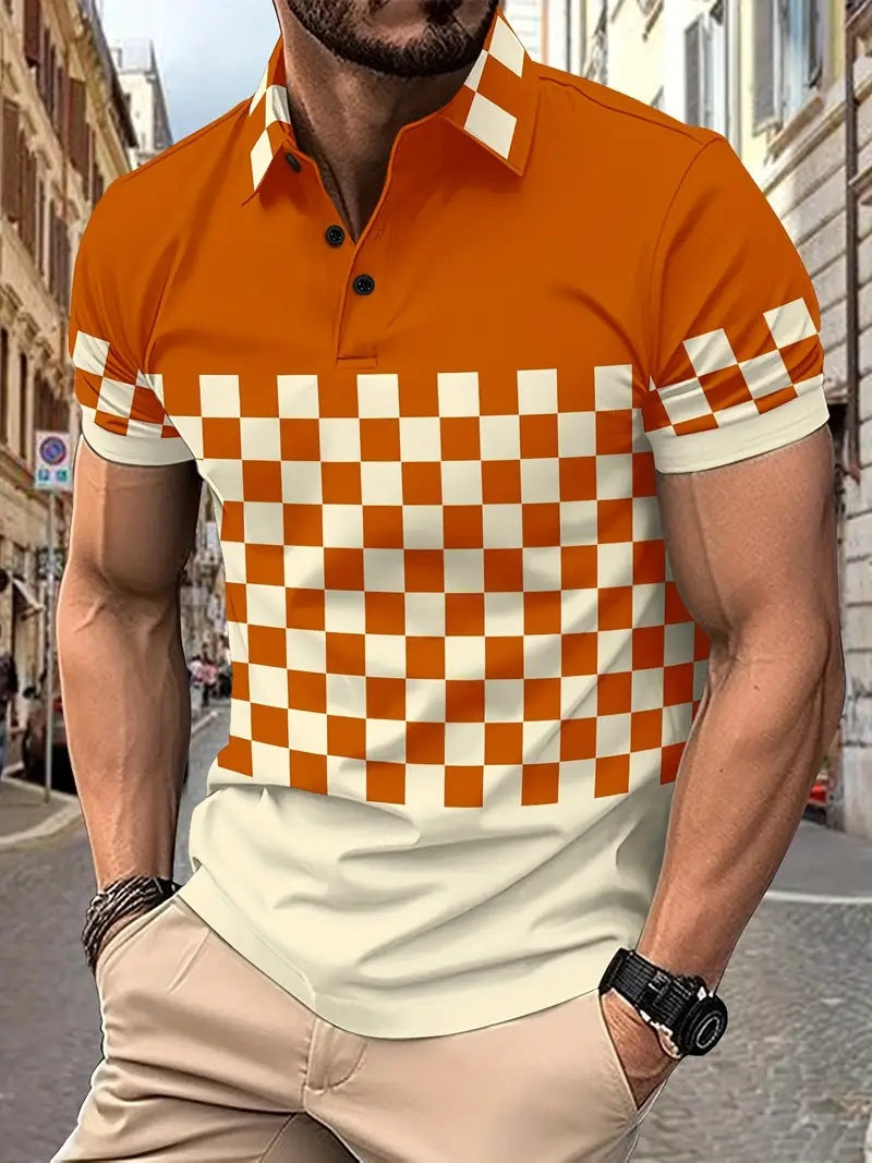 Men’s Printed Breathable Polo Shirt – Stylish Zipper Design Streetwear Top for All Seasons