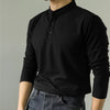Men’s Long Sleeve Ice Silk Polo Shirt – Slim Fit Solid Color Fitness Base Top for Autumn