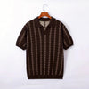 Men’s Knitted Striped Polo Shirt | Lapel Half Sleeve Jacquard T-shirt for Summer