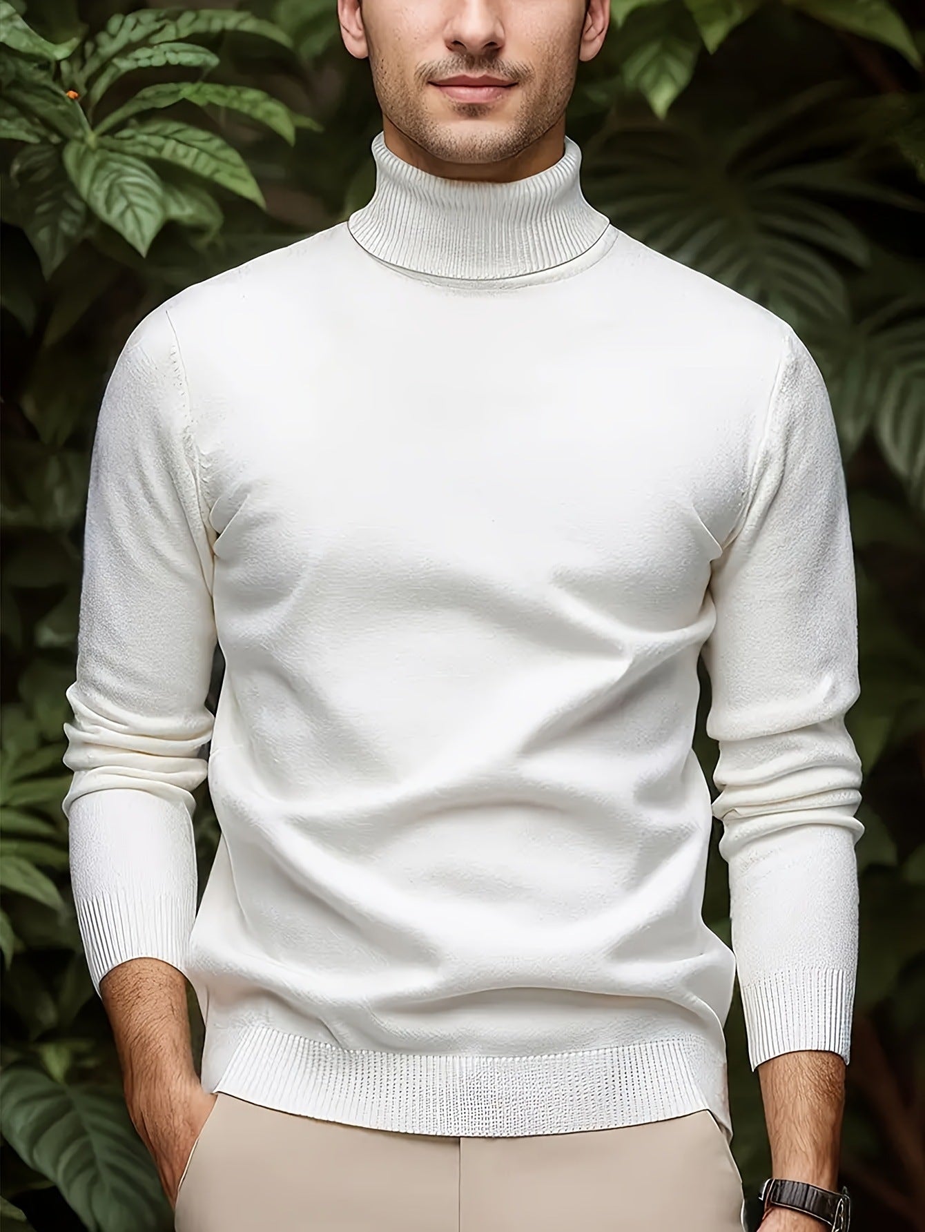 Men’s Solid Color Soft Viscose Turtleneck Sweater – Comfortable and Stylish Winter Knitwear