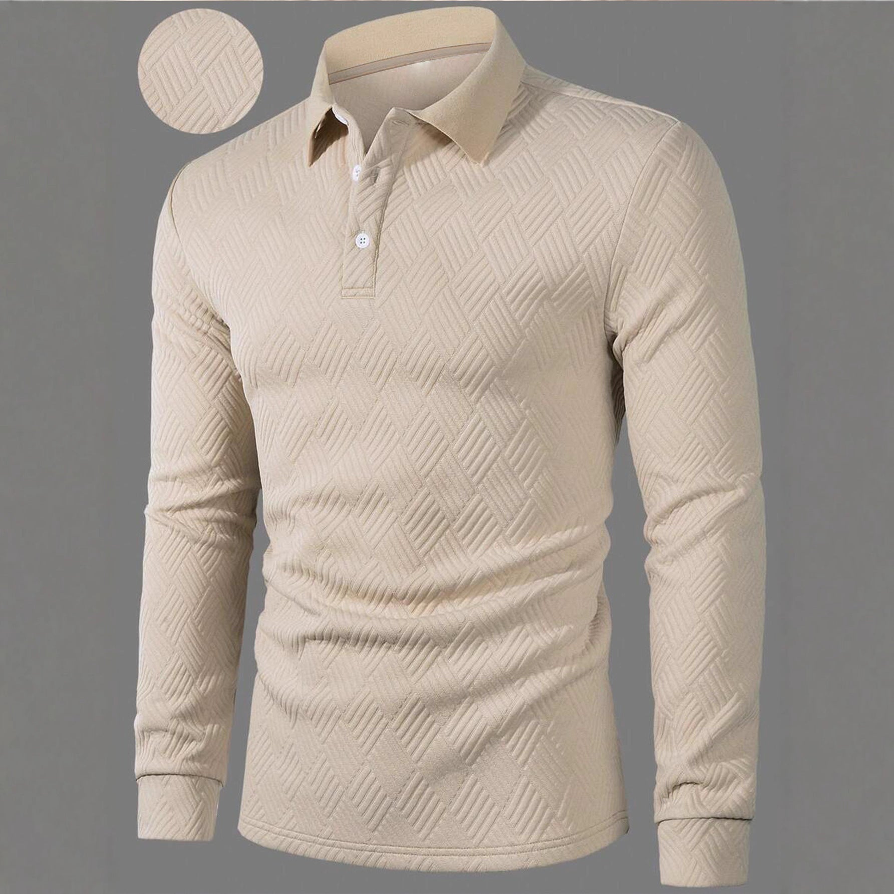 Men’s Solid Color Fashion Lapel Long Sleeve Polo Shirt – Loose Fit Daily Wear Top in Multiple Colors