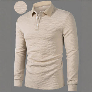 Men’s Solid Color Fashion Lapel Long Sleeve Polo Shirt – Loose Fit Daily Wear Top in Multiple Colors