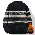 Men’s Velvet Mock Neck Sweater – Thick Knitted Pullover, Warm Autumn & Winter Casual Top