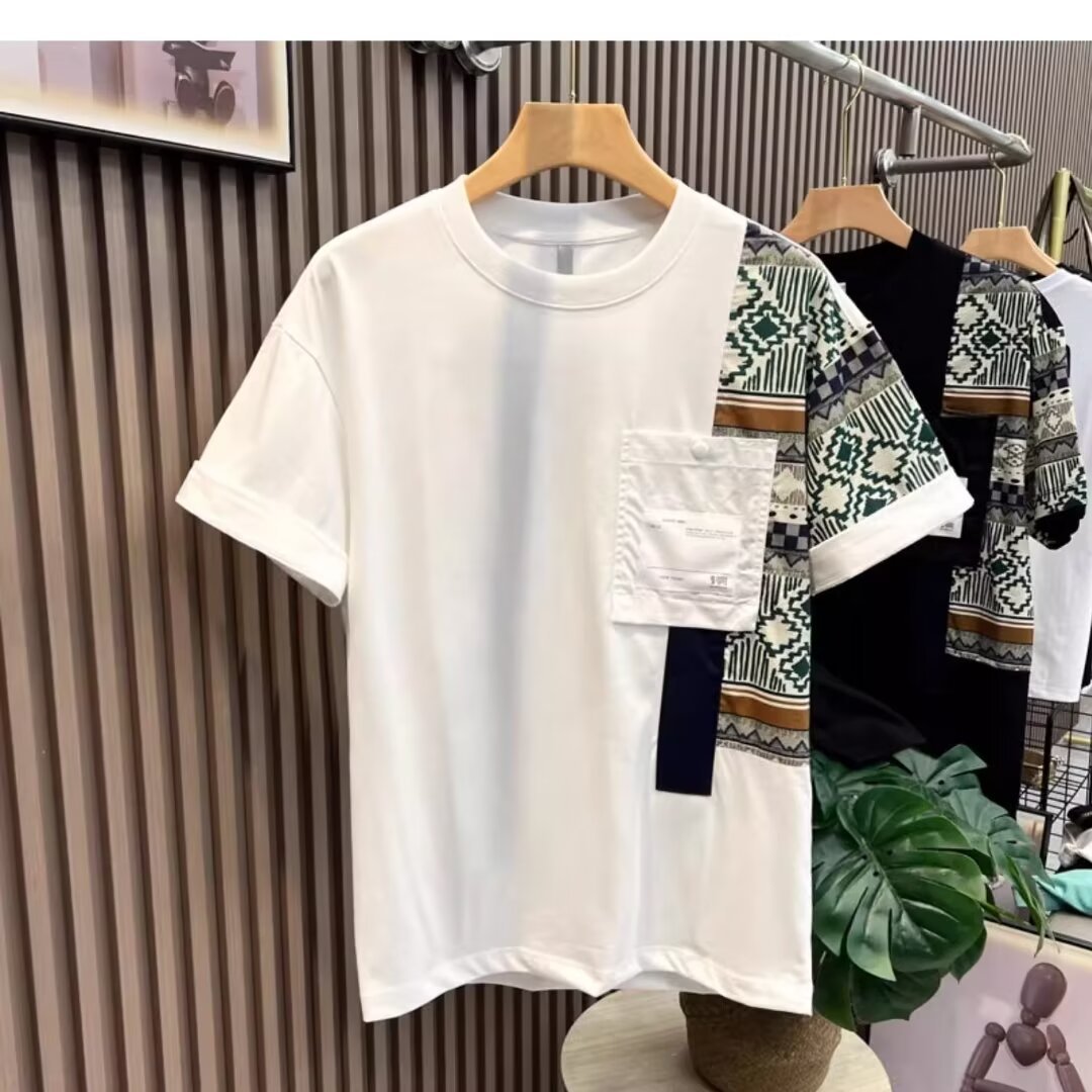 Men’s Summer Color Matching T-shirt | Slim Fit Camouflage Work Style Top