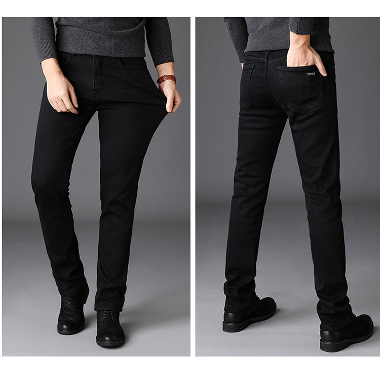 New Men's Jeans Slim Straight Denim Pants – Mid Waist Cotton Trousers for Casual Everyday Style