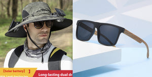 Outdoor Wide Brim Sun Hat With Solar Fan – USB Charging, Adjustable, Breathable, Waterproof, Windproof, Summer Fishing Hat