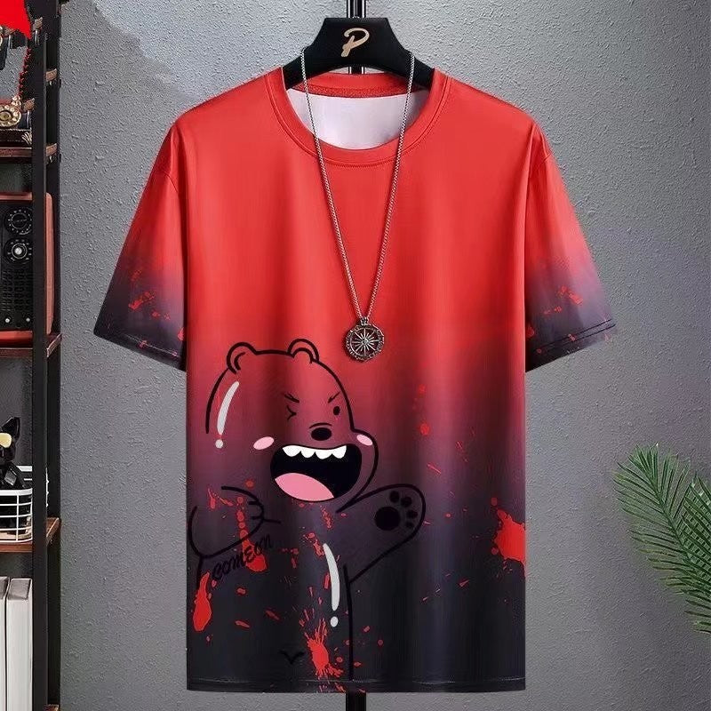 Gradient Casual T-shirt for Men | Half-length Sleeve Summer Top | Korean Style Sportswear