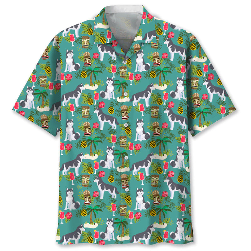 Trendy Cool Vintage Printed Shirt for Men – Slim Fit Short Sleeve Summer Fashion