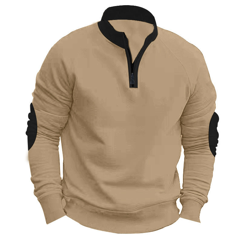 Stand Collar Half Zip Pullover Long Sleeve Coat – Casual Loose Fit Men’s Outerwear