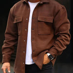 Men’s Polo Collar Coat – Stylish Long Sleeve Work Top for Business & Casual Wear