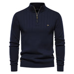 Men’s Stand Collar Half-Zip Sweater – Slim Fit Cotton Blend Pullover, Stylish Autumn Casual Top