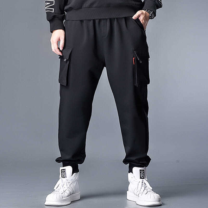 Polyester Plus Size Men's Casual Working Pants Loose Fit Sports Ankle Banded Comfortable Trousers