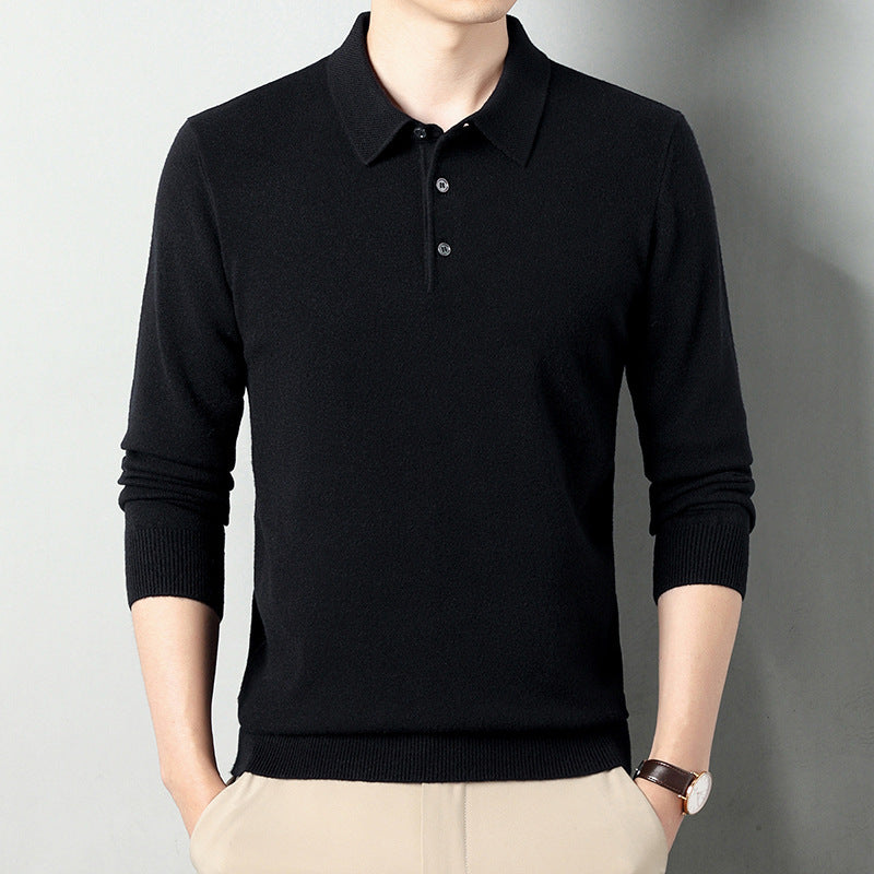 Men’s Winter Wool Lapel Long Sleeve Shirt – Thick Warm Casual Top for Cold Weather