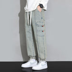 Retro Workwear Jeans for Men Loose Fit Cotton Denim Pants with Zipper Fly – Casual Spring Style